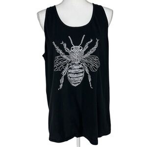 BOARDWALK / Black & White Bee Graphic Tank / Large